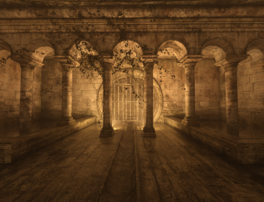 3D, uzun sütunlar, sıcak aydınlatma ve aşırı büyümüş sarmaşıklarla eski taş tapınaklar inşa etti..