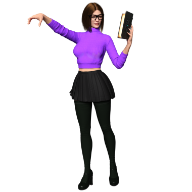 3 boyutlu, modern, rahat bir cadı şeffaf arka planda izole edilmiş sihirli bir kitap tutuyor.