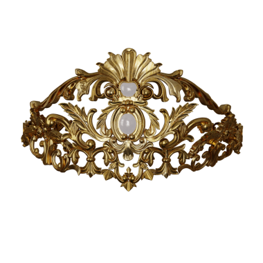 3 boyutlu hayal ürünü altın taç şeffaf bir arkaplanda izole edilmiş.