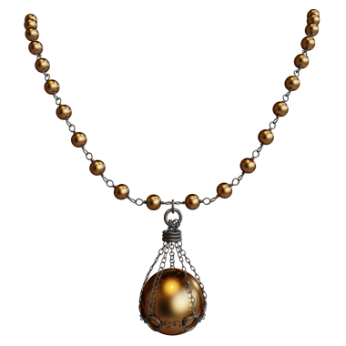 Şeffaf arkaplanda izole edilmiş büyük bir değerli taşa sahip 3 boyutlu zincir kolye.