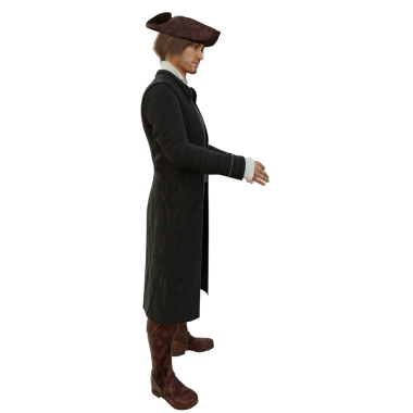 Şeffaf bir arka planda izole edilmiş korsan kostümü giyen bir kaptan.