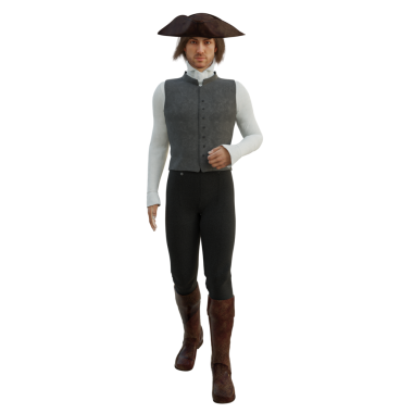 Şeffaf bir arka planda izole edilmiş korsan kostümü giyen bir kaptan.