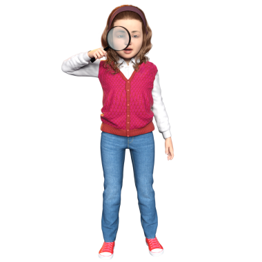 Şeffaf bir arka planda izole edilmiş genç bir dedektif olarak üç boyutlu sevimli bir kız.