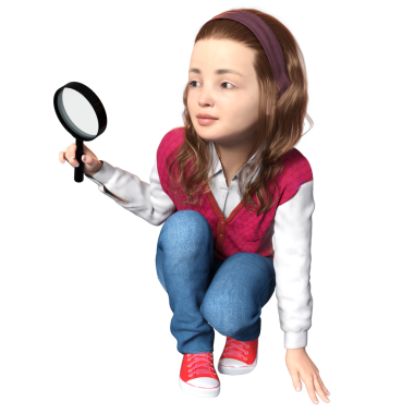 Şeffaf bir arka planda izole edilmiş genç bir dedektif olarak üç boyutlu sevimli bir kız.