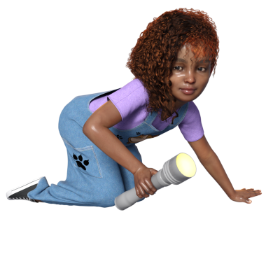 3 Boyutlu sevimli bir kızı şeffaf bir arka planda izole edilmiş bir dedektif olarak gösterdi.