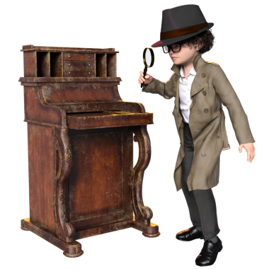 3 boyutlu, şeffaf bir arka planda izole edilmiş, sevimli, genç bir dedektifin çizimi.