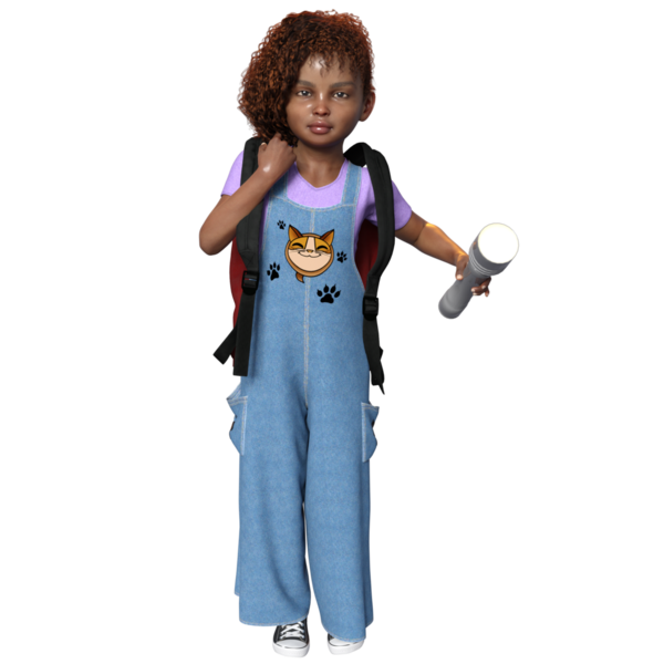 3 Boyutlu sevimli bir kızı şeffaf bir arka planda izole edilmiş bir dedektif olarak gösterdi.