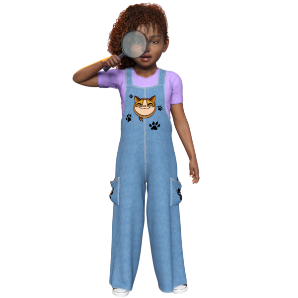 3 Boyutlu sevimli bir kızı şeffaf bir arka planda izole edilmiş bir dedektif olarak gösterdi.