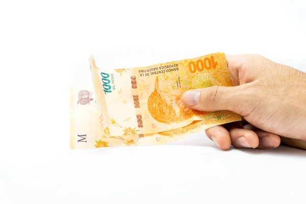 Alta Denominação Pesos Argentinos Notas Isoladas 1000 Pesos Argentinos Fundo — Fotografia de Stock