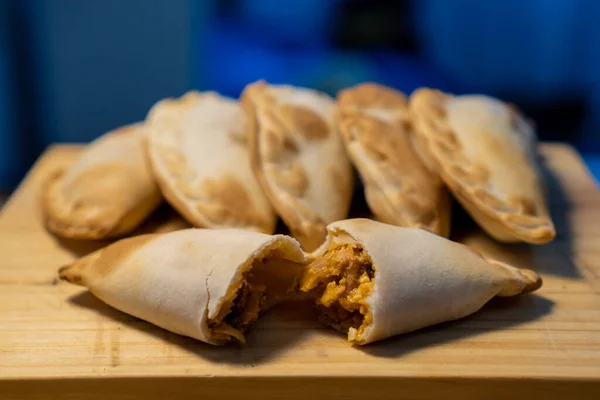 Tipikus Argentin Empanada Latin Kézzel Készített Csirke Empanadas — Stock Fotó