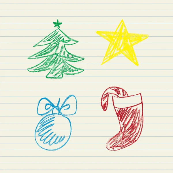 Kerstmis doodles set — Stockvector