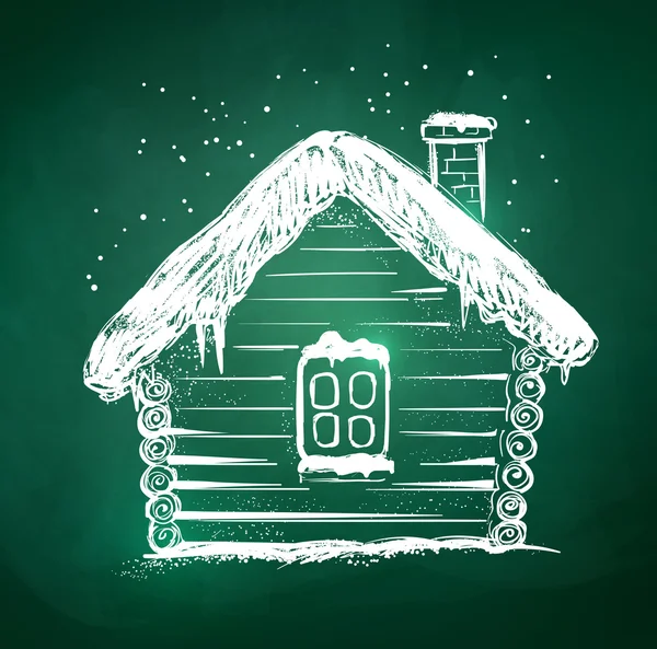 Drawing of winter house. Stock Vector