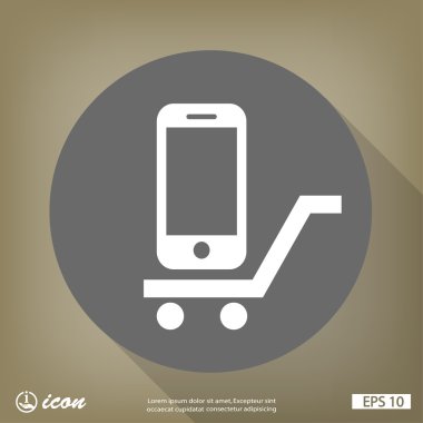 Alışveriş sepeti simgesini cep telefonu