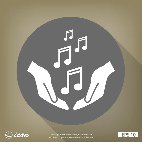 Hands with music notes icon — Stock Vector