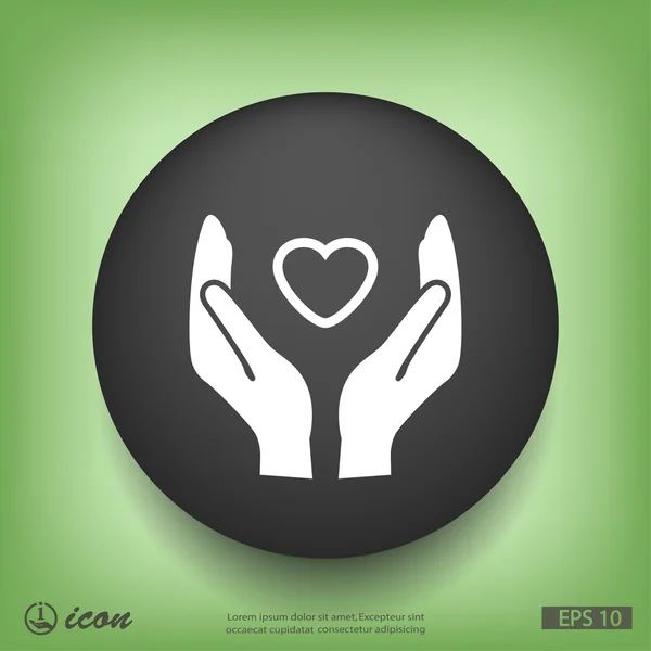 Heart in hands flat design icon — Stock Vector