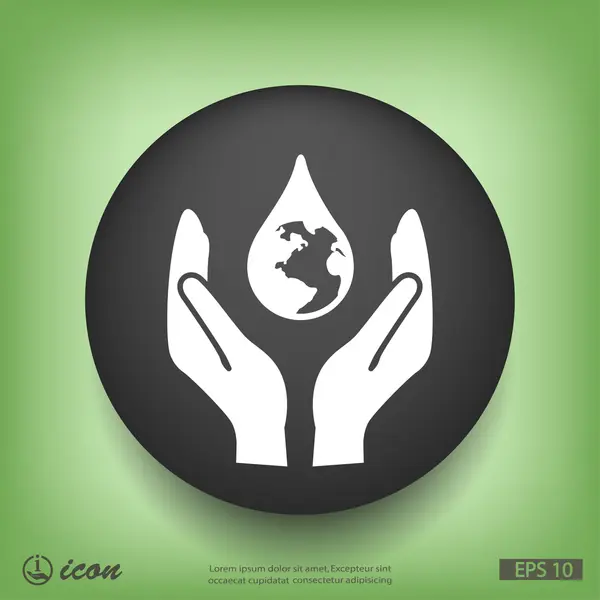 Manos con icono ecológico globo — Vector de stock