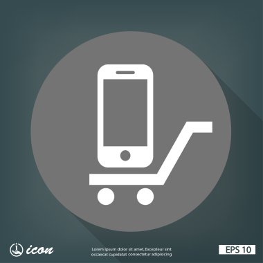 Alışveriş sepeti simgesini cep telefonu