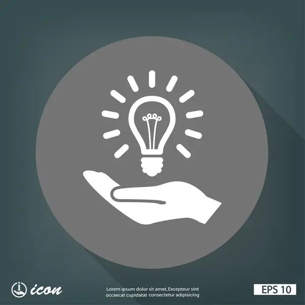 Main avec icône ampoule — Image vectorielle