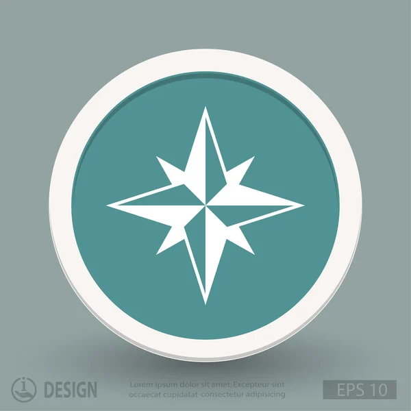 Bússola ícone de design plano — Vetor de Stock