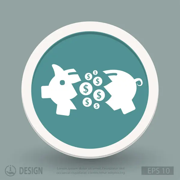 Tirelire de porc icône design plat — Image vectorielle