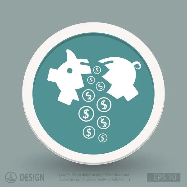 Varken moneybox plat ontwerp pictogram — Stockvector