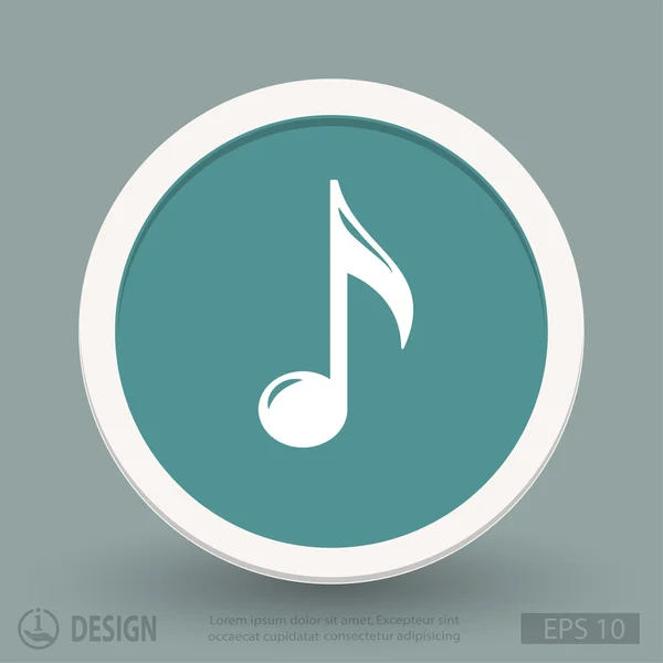 Nota musical icono de diseño plano — Vector de stock