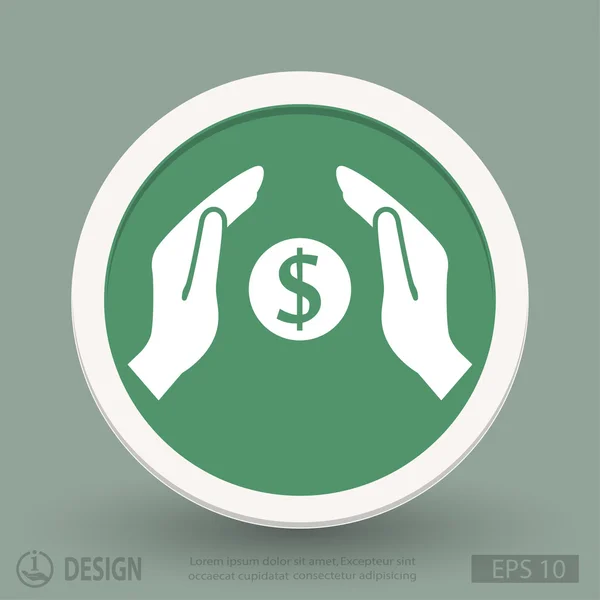 Dinheiro em mãos ícone de design plano — Vetor de Stock