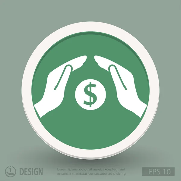 Geld in handen plat ontwerp pictogram — Stockvector