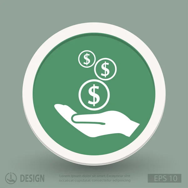 Geld in het handje platte ontwerp — Stockvector