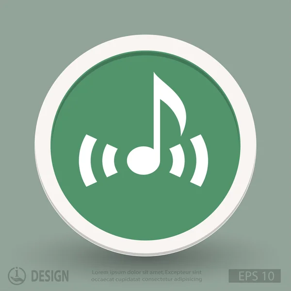 Nota musical icono de diseño plano — Vector de stock