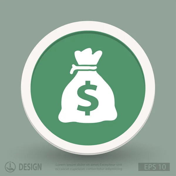 Geld tas platte ontwerp pictogram — Stockvector