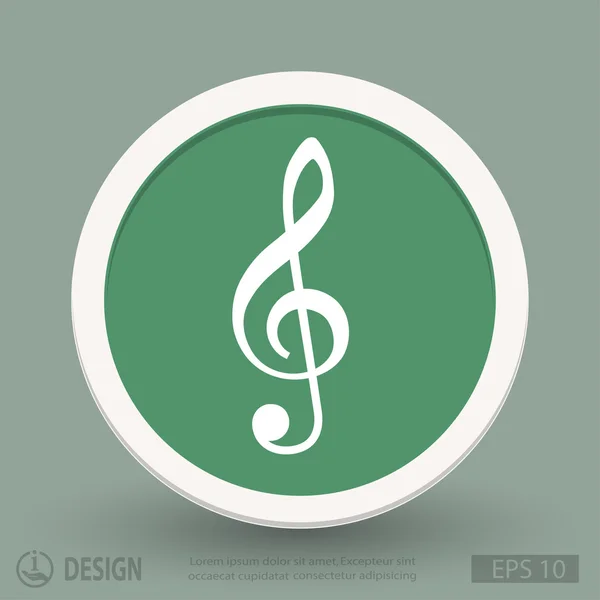 Music key flat design icon — Stock Vector