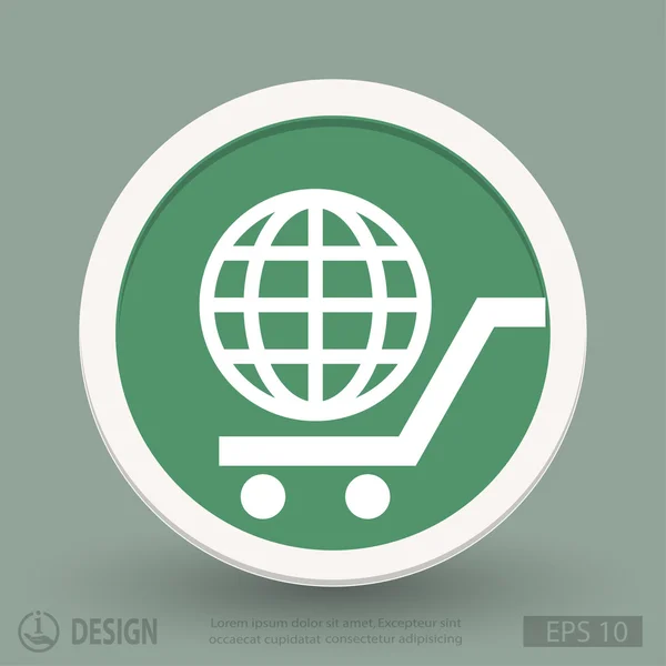 Globo no ícone do carrinho de compras — Vetor de Stock