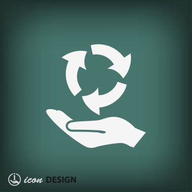 El ile geri dönüşüm işareti simgesi