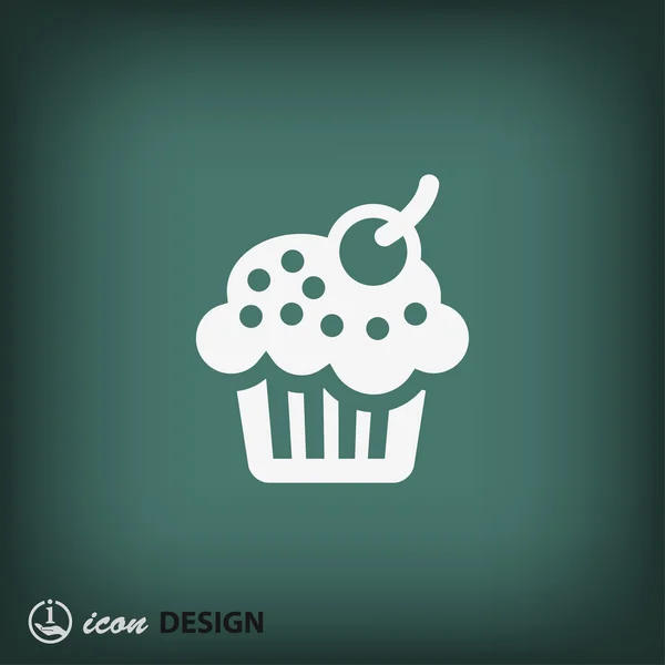 Cake met cherry pictogram — Stockvector