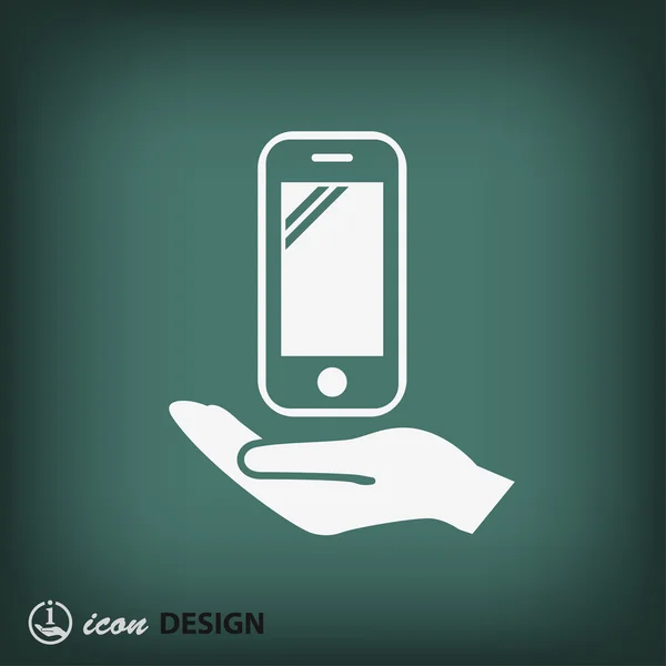 Main avec icône de téléphone portable — Image vectorielle