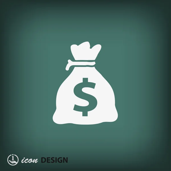 Sac d'argent icône design plat — Image vectorielle