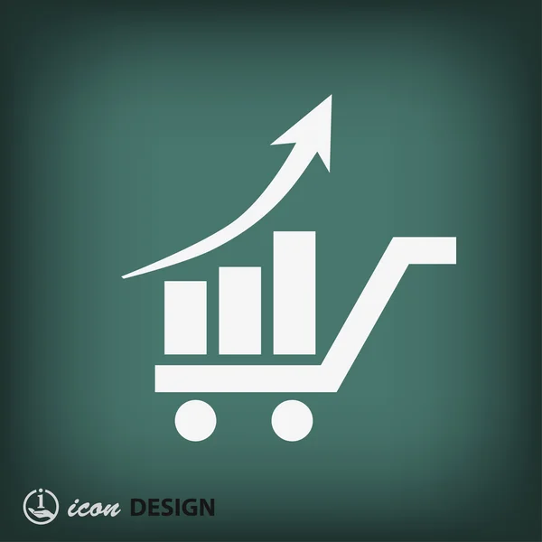 Graph in shopping cart icon — Stock Vector