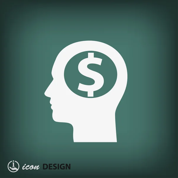 Dinero en la cabeza icono de diseño plano — Archivo Imágenes Vectoriales