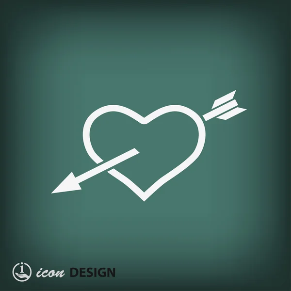 Coração com ícone de design plano de seta — Vetor de Stock