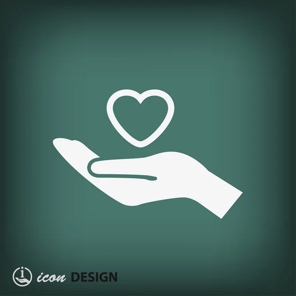 Hjärtat i handen platt design ikon — Stock vektor