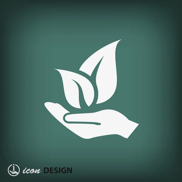 Hand met eco-pictogram — Stockvector