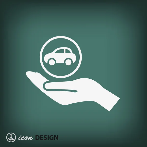 Mano con icono de coche — Vector de stock