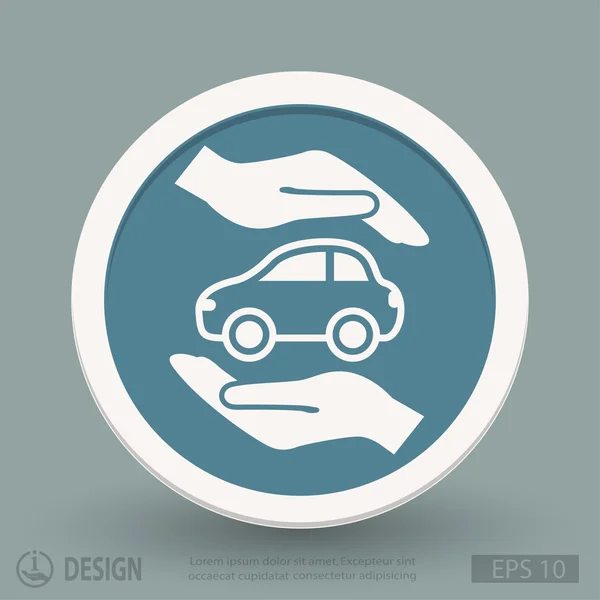 Manos con icono de coche — Vector de stock