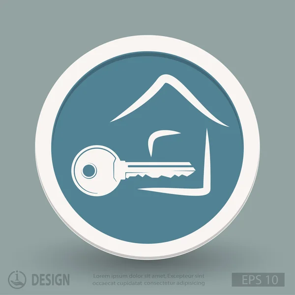 Icono de llave y casa — Vector de stock