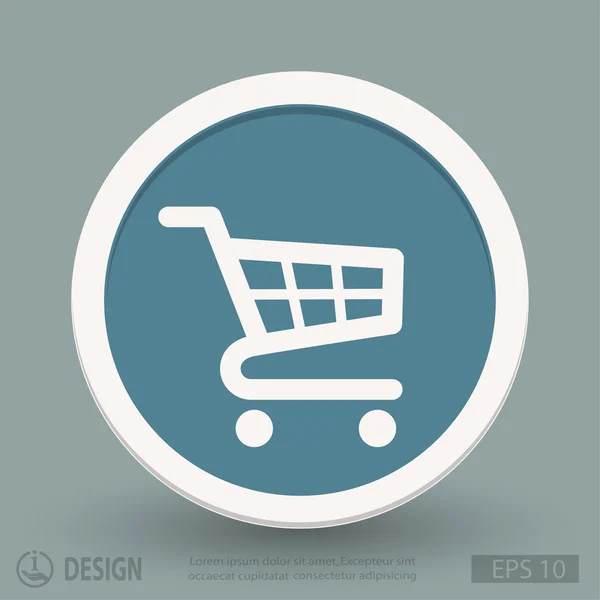 Carrito de compras diseño plano icono — Vector de stock