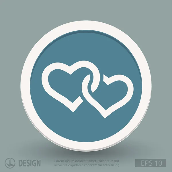 Dvě srdce ploché ikony designu — Stockový vektor