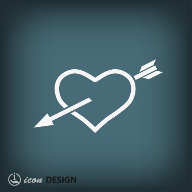 Kalp ile ok düz tasarım simgesi