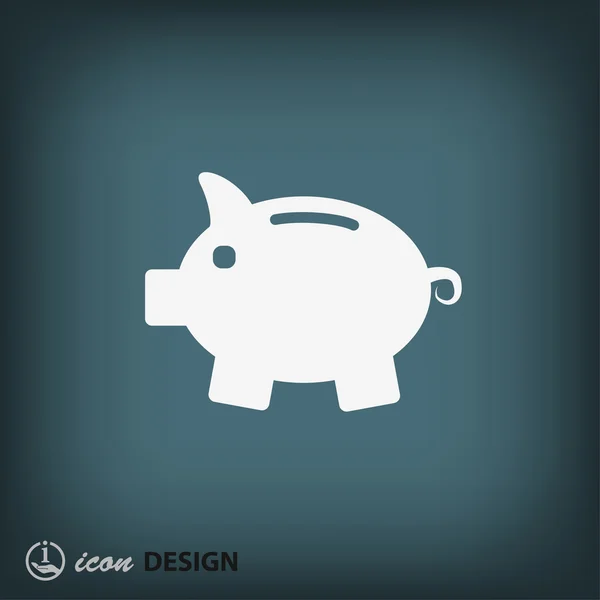 Pig moneybox icona di design piatto — Vettoriale Stock