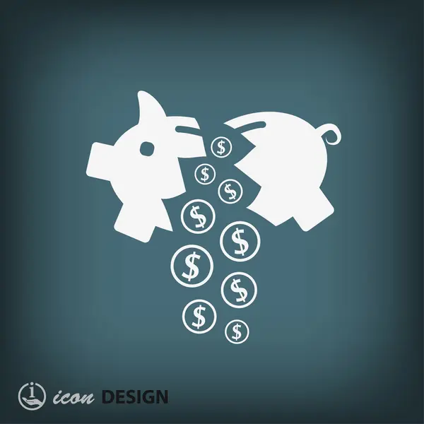 Tirelire de porc icône design plat — Image vectorielle